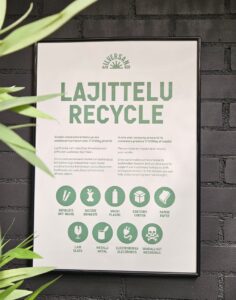 Seinässä riippuva lajitteluohje asiakkaille.